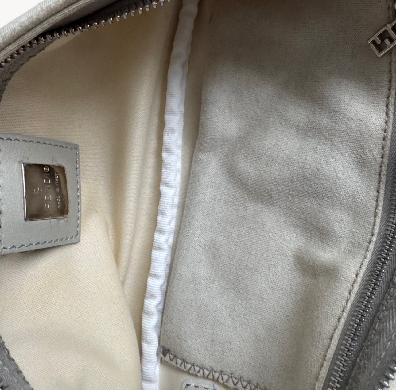 Fendi Mamma Baguette Shoulder Bag cotton Beige Pink