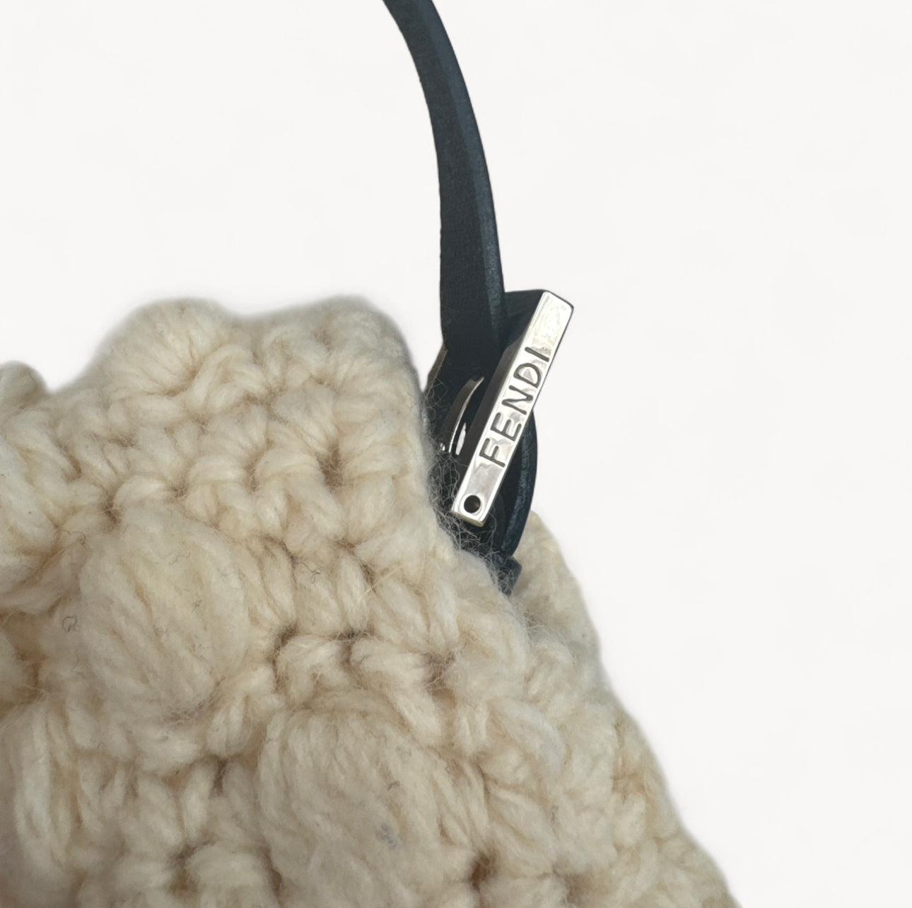 Fendi F/W 1999 Ivory Knit Wool Baguette Bag
