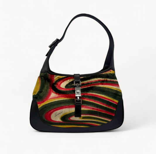 Gucci FW 1999 Jackie Psychedelic Velvet Shoulder Bag