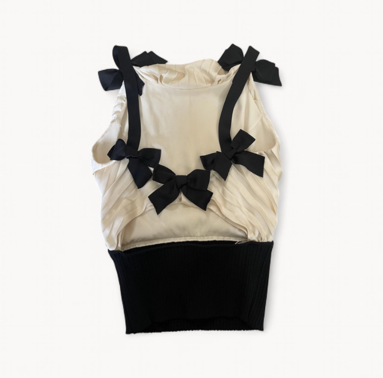 Chanel 2005 Ivory Silk Bow Top