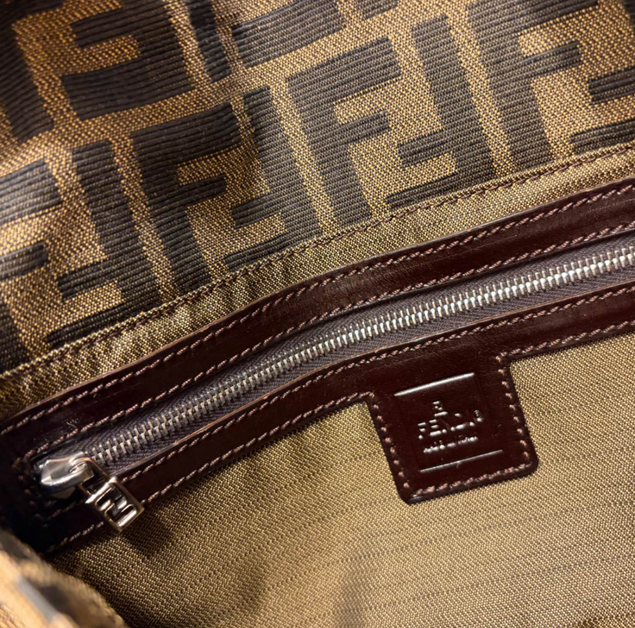 Fendi Brown FF Zucca Canvas Baguette Shoulder Bag