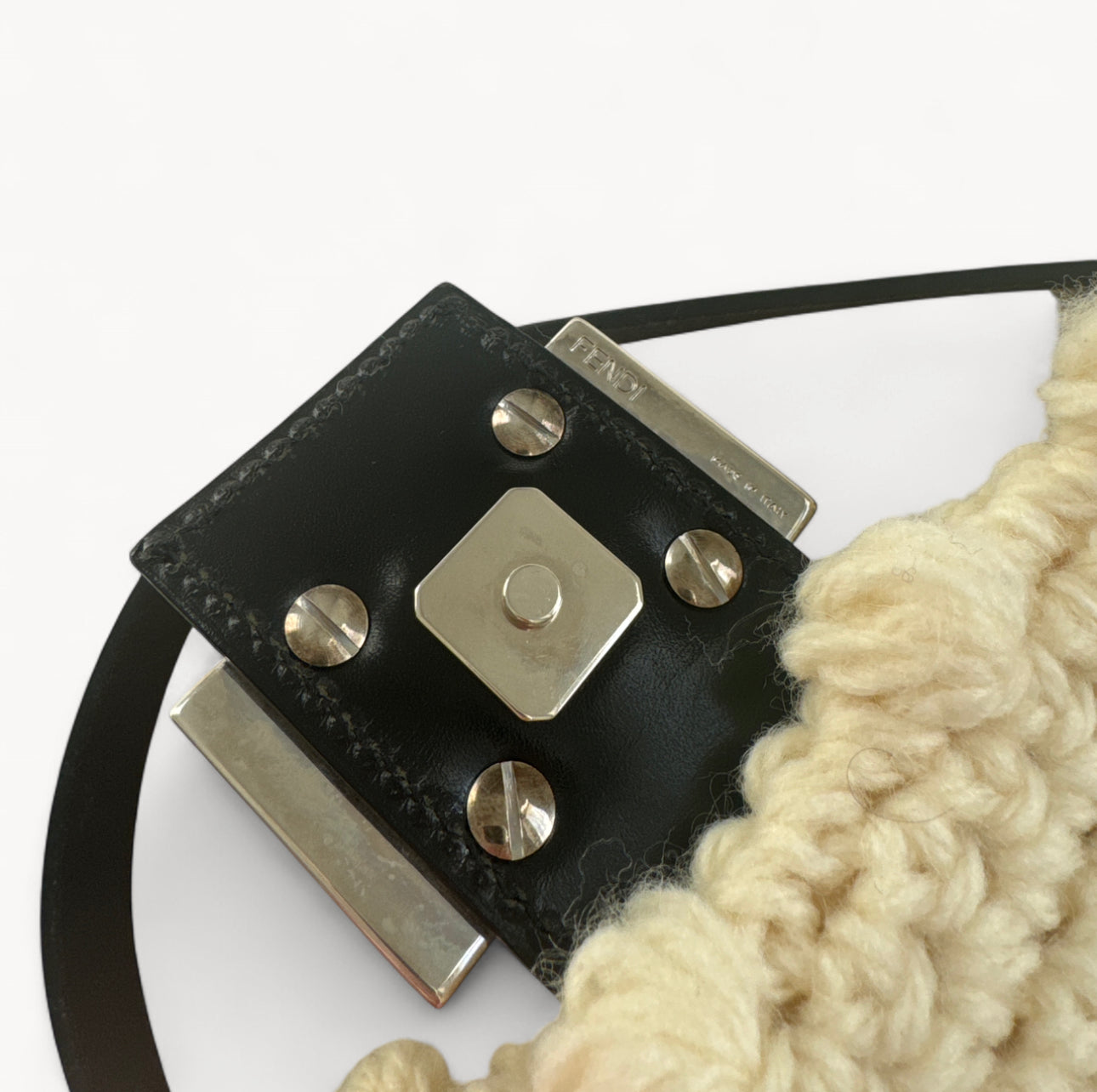 Fendi F/W 1999 Ivory Knit Wool Baguette Bag