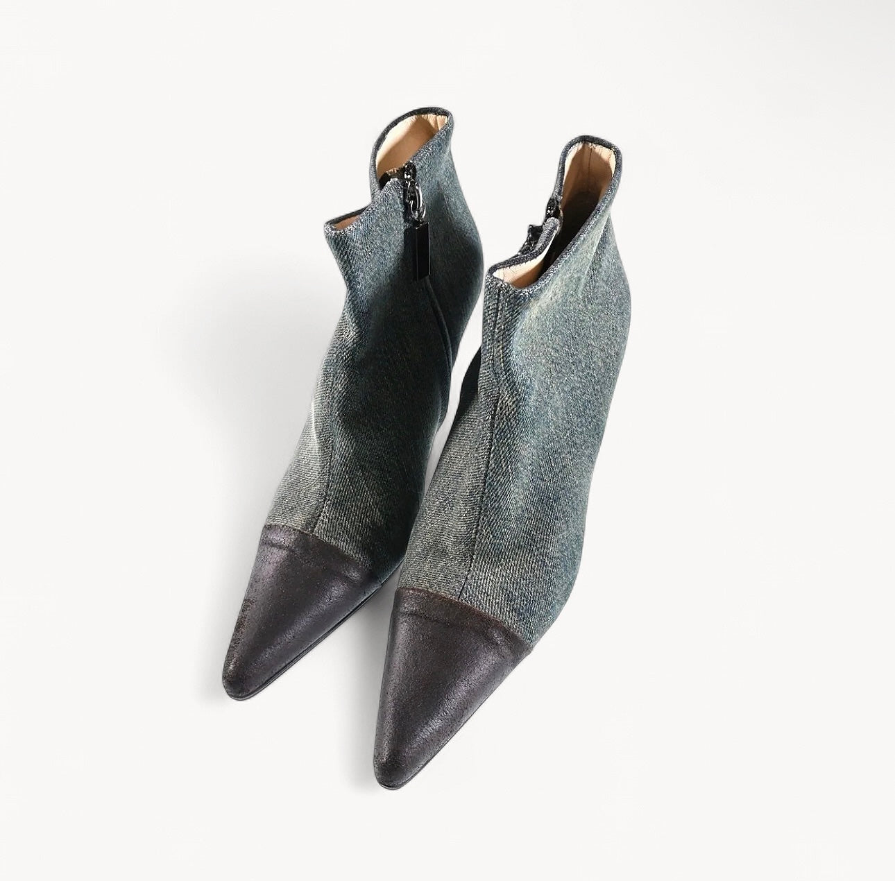 Chanel Denim & Leather Ankle Boots