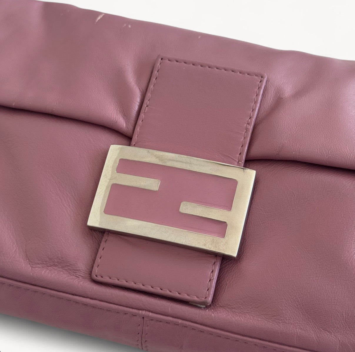 Fendi Dusty Rose Leather Baguette Bag