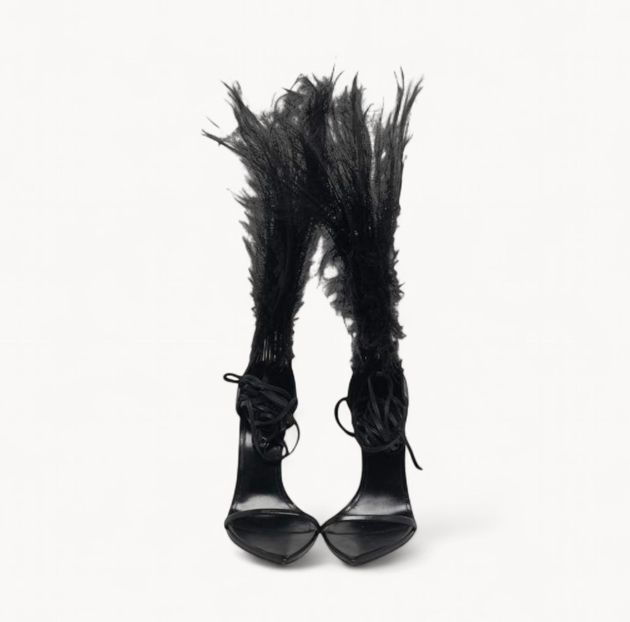 Yves Saint Laurent 2018 Runway Talitha Leather Ankle-Wrap Heels