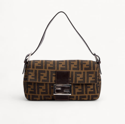Fendi Brown FF Zucca Canvas Baguette Shoulder Bag