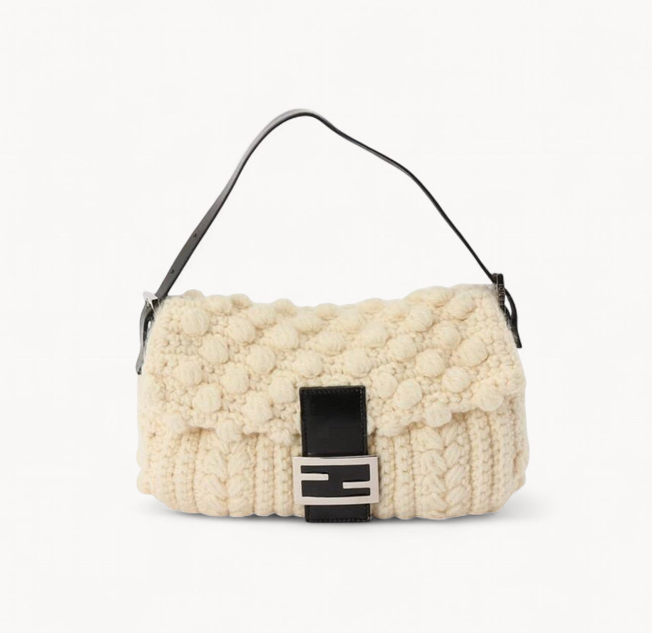 Fendi F/W 1999 Ivory Knit Wool Baguette Bag