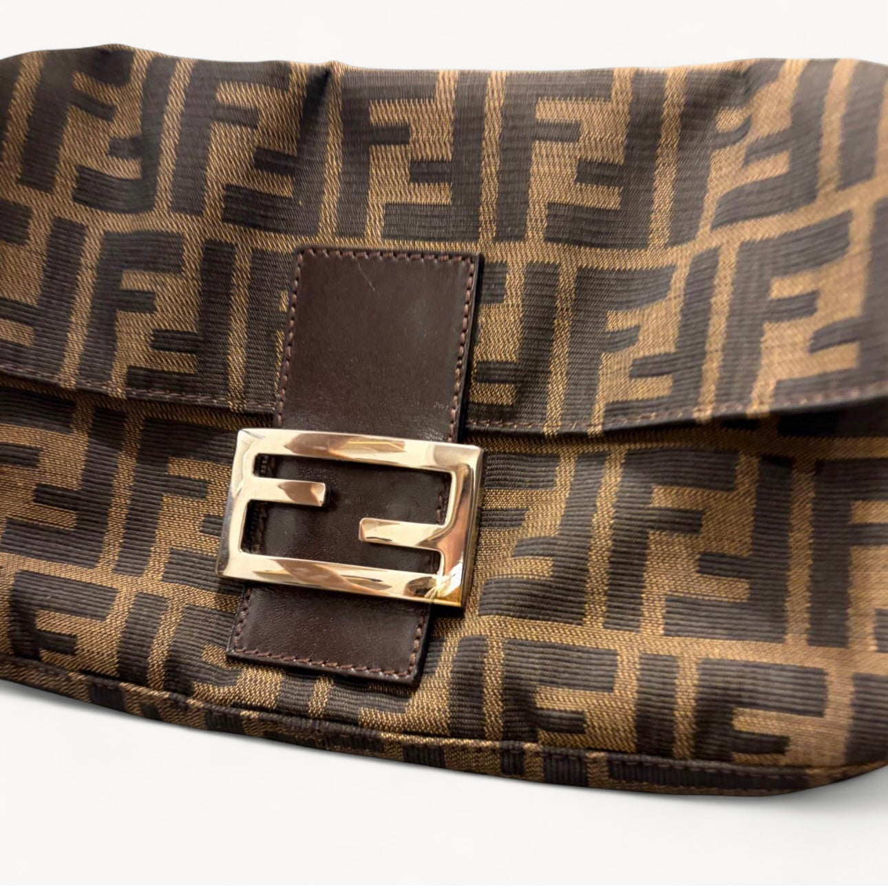 Fendi Brown FF Zucca Canvas Baguette Shoulder Bag