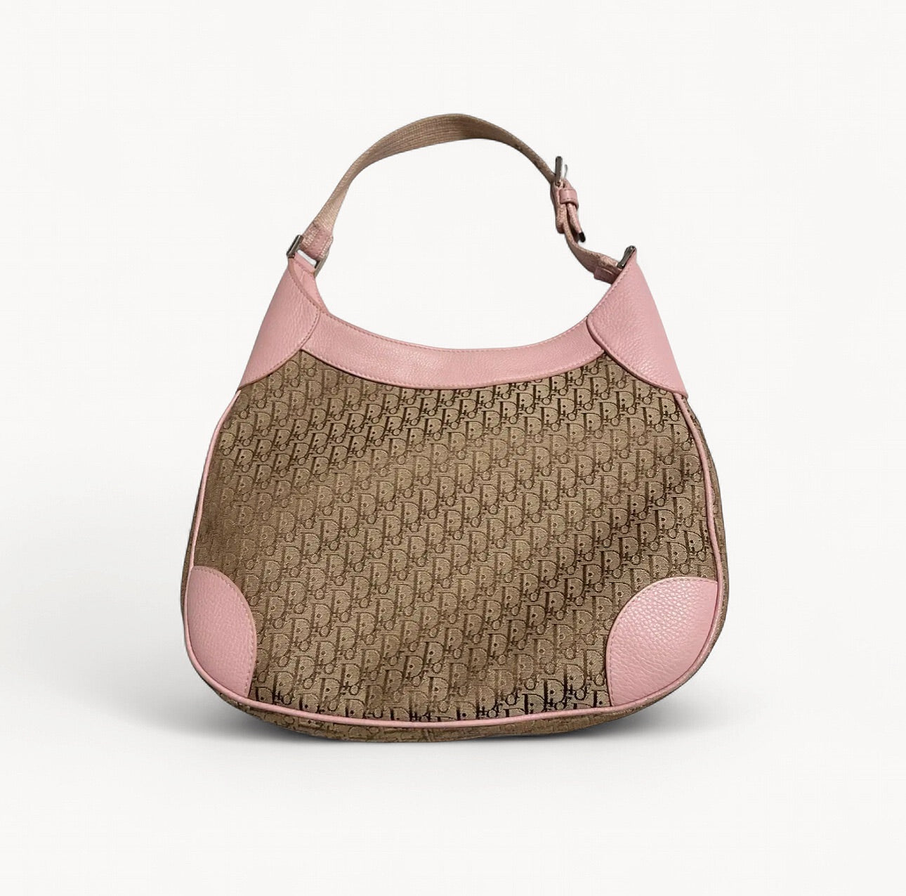 Christian Dior 2006 Pink & Beige Diorissimo Canvas Hobo Bag