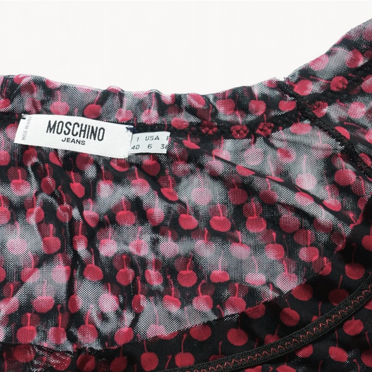 Moschino Jeans Vintage Sheer Cherry Print Top
