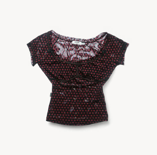 Moschino Jeans Vintage Sheer Cherry Print Top
