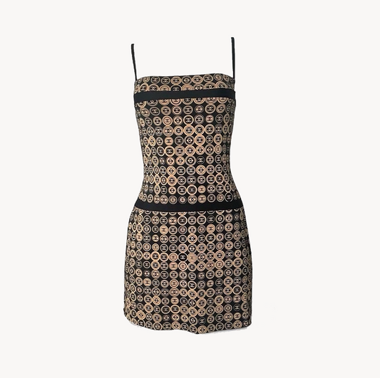 Chanel 2003 AW Coin Gold Logo Medallion Dress