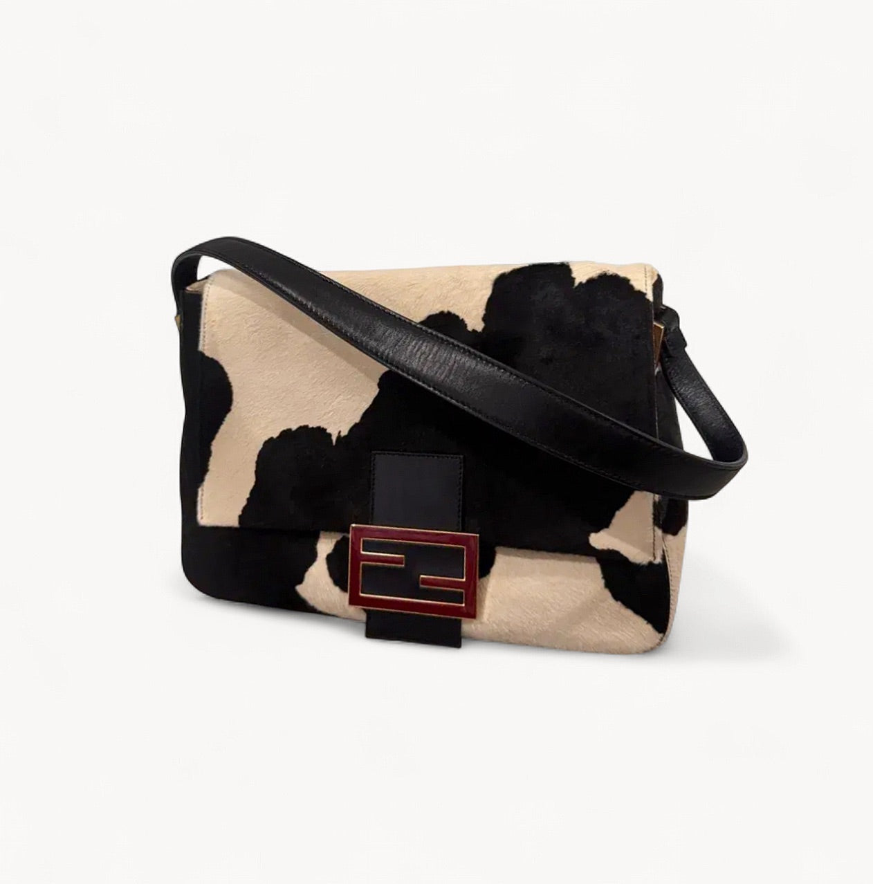 Fendi 2012 Ponyhair Cow Pattern Mama Baguette Bag