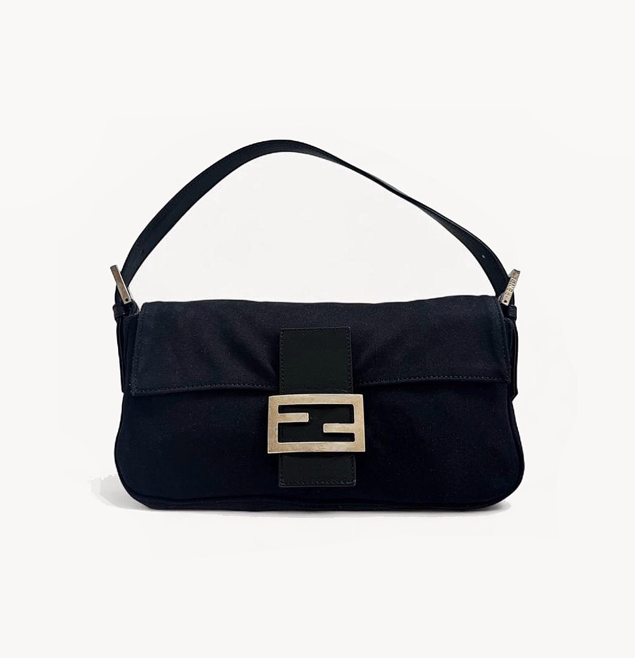 Fendi Neoprene Nylon Black Baguette Bag