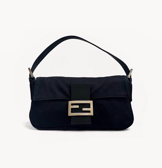Fendi Neoprene Nylon Black Baguette Bag