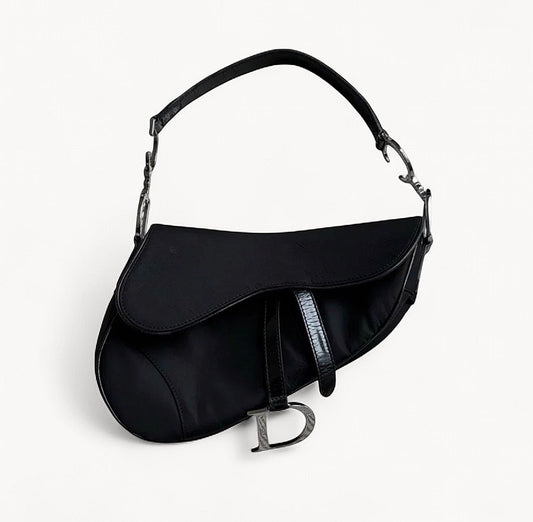 Christian Dior 2001 Black Nylon Saddle Bag