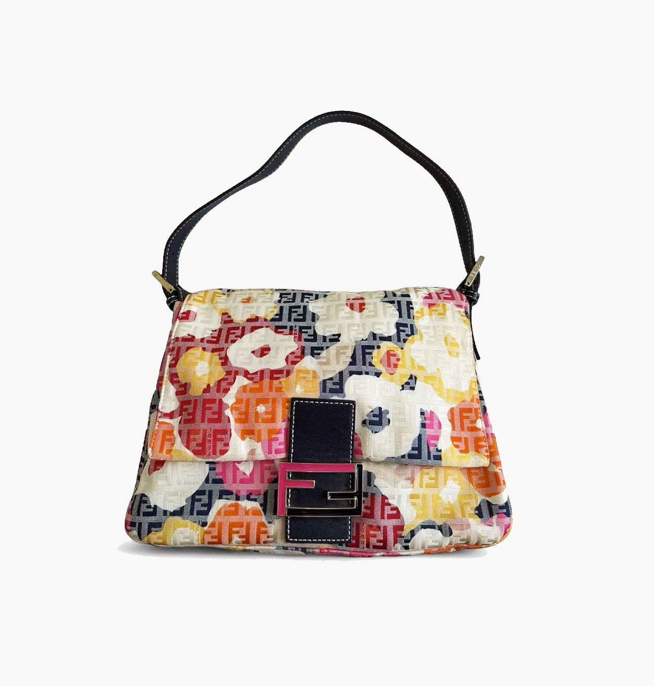 Fendi Floral Zucchino Mamma Baguette Shoulder Bag