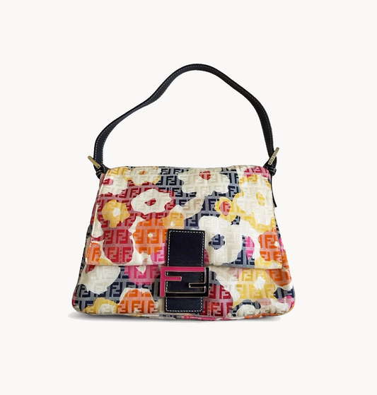 Fendi Floral Zucchino Mamma Baguette Shoulder Bag