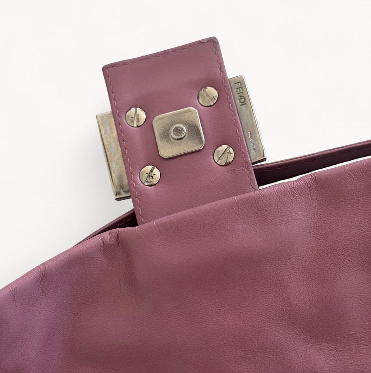 Fendi Dusty Rose Leather Baguette Bag