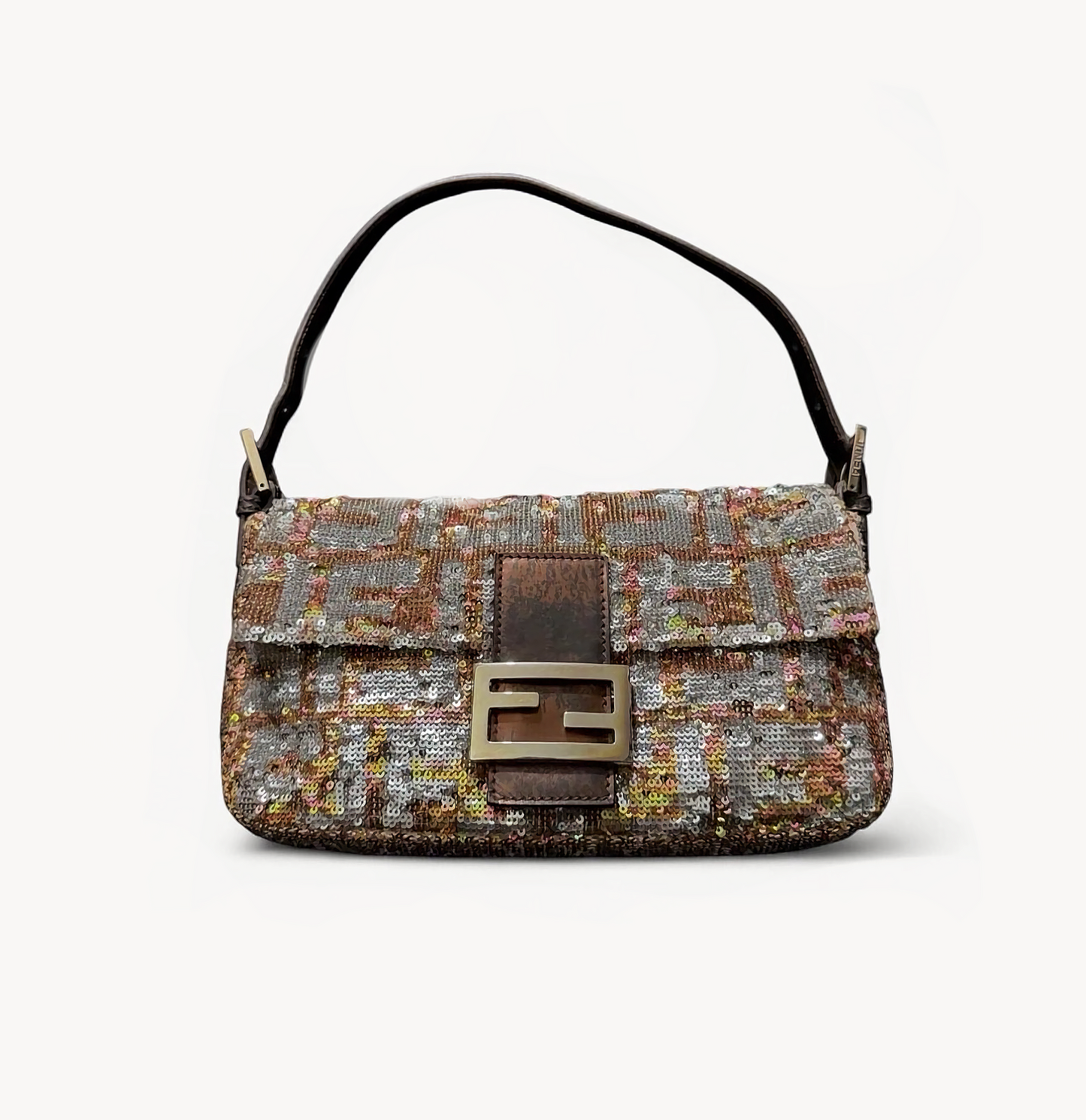 Fendi 2000s Multicolour FF Sequin Beaded Baguette Bag