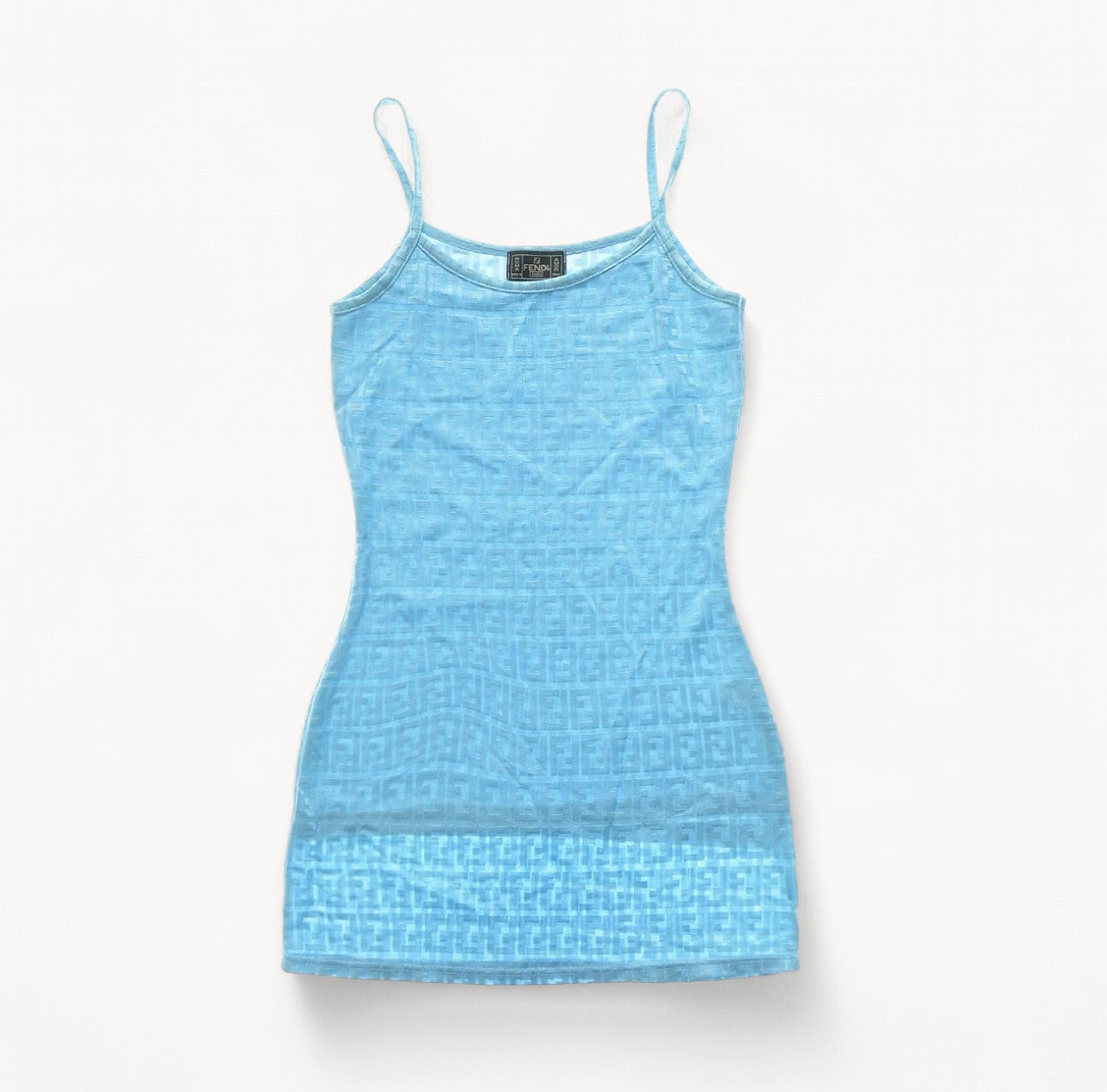 Fendi FF Blue Zucca Print Slip Dress