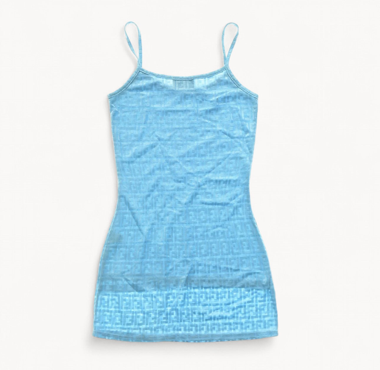 Fendi FF Blue Zucca Print Slip Dress