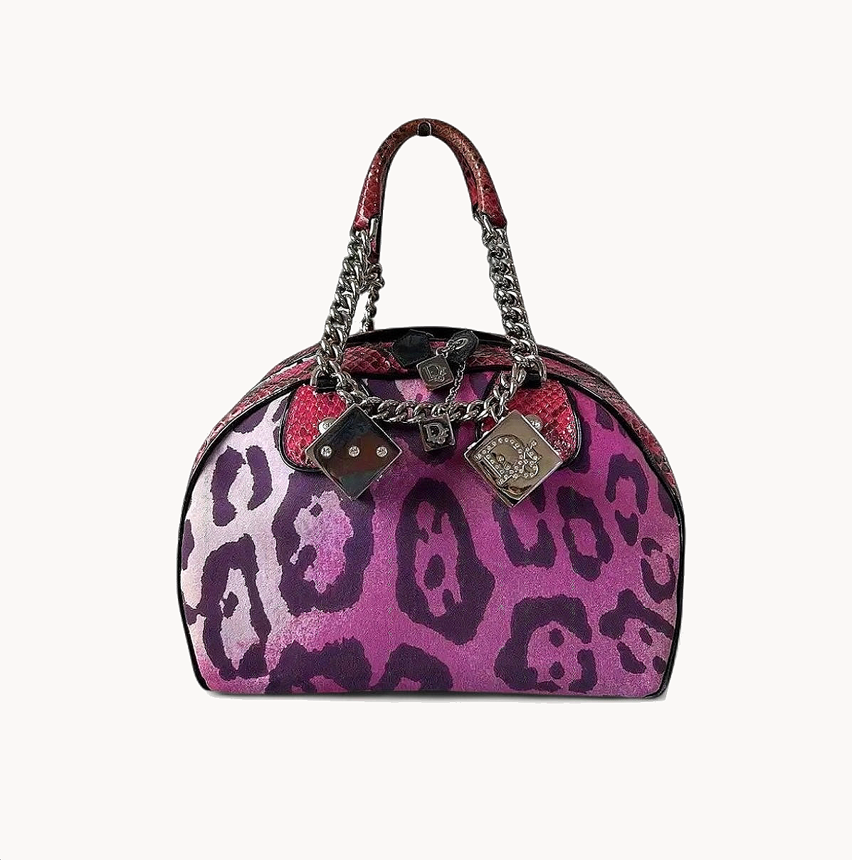 Christian Dior 2004 Multicolour Limited Edition Python Gambler Dice Bowler Bag