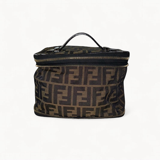 Fendi Zucca canvas vanity pouch in black and brown