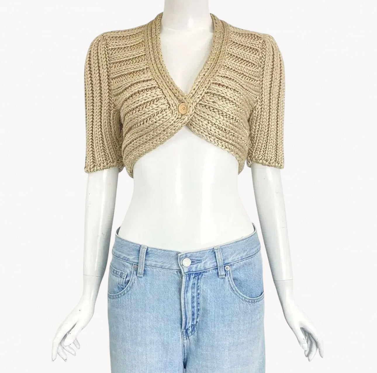 Gucci Spring 2006 Cropped Ivory Silk Knit Top