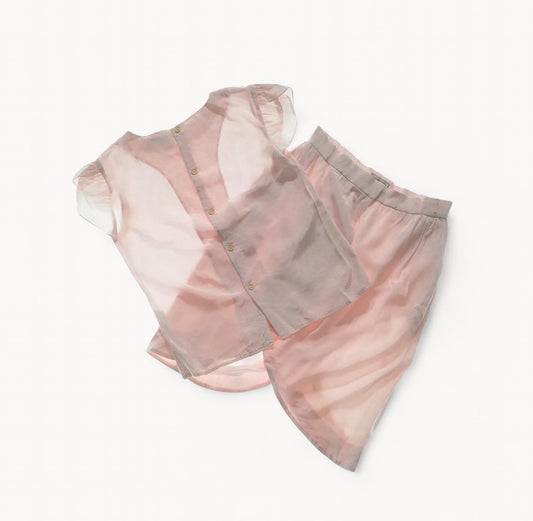 Yves Saint Laurent Blush Pink Sheer Set (Top & Skirt)