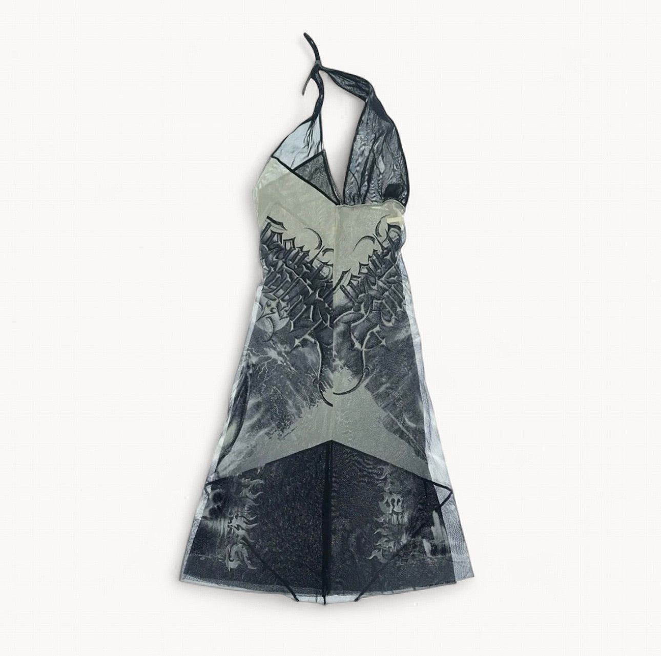 Jean Paul Gaultier RARE S/S 2001 Devil Print Mesh Midi Dress