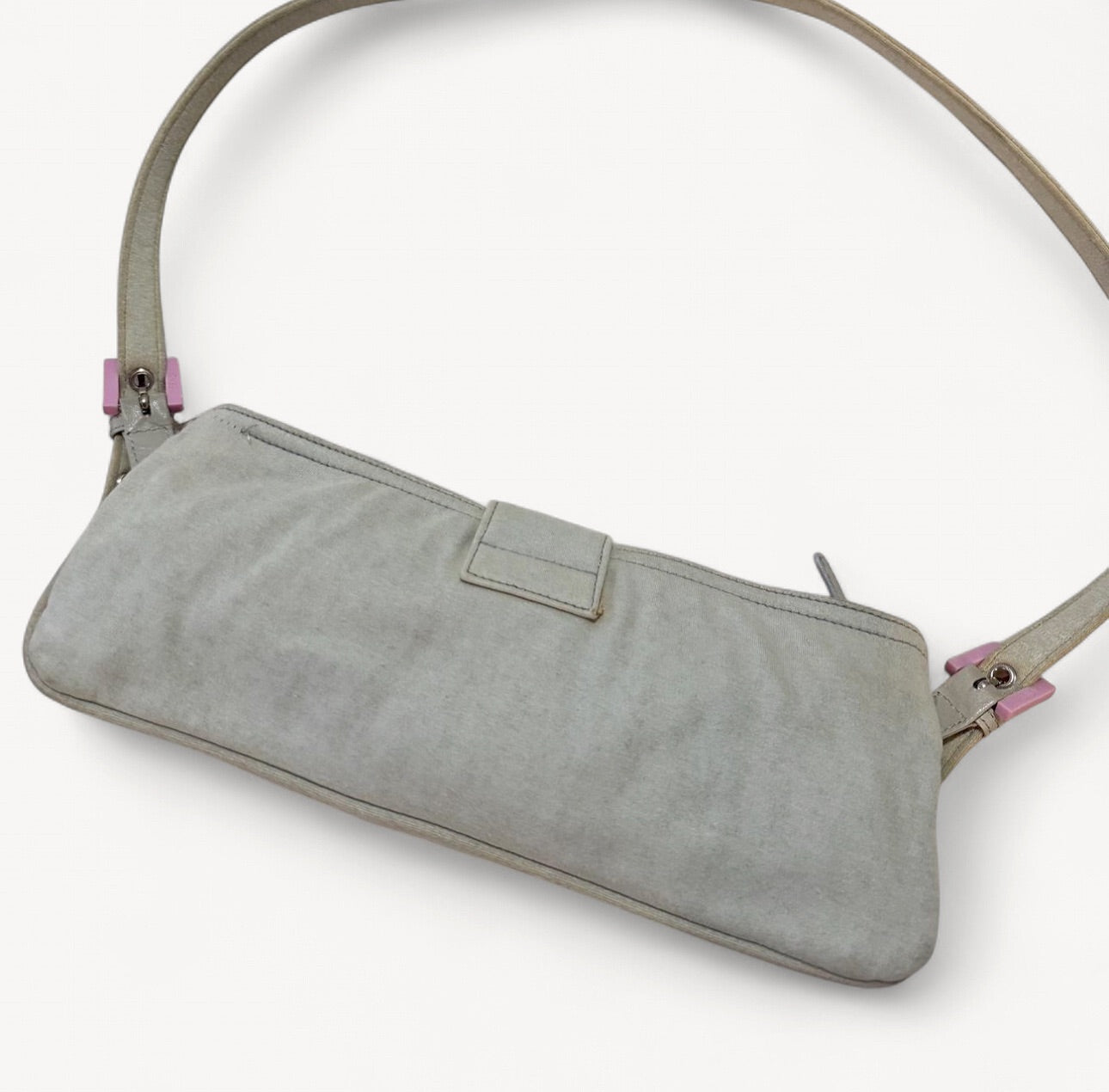 Fendi Mamma Baguette Shoulder Bag cotton Beige Pink